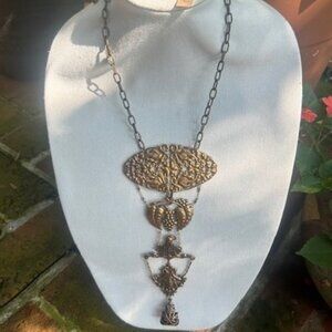 JAN MICHAELS - NWT -San Francisco Designer Pressed Brass Filigree Statement NECK